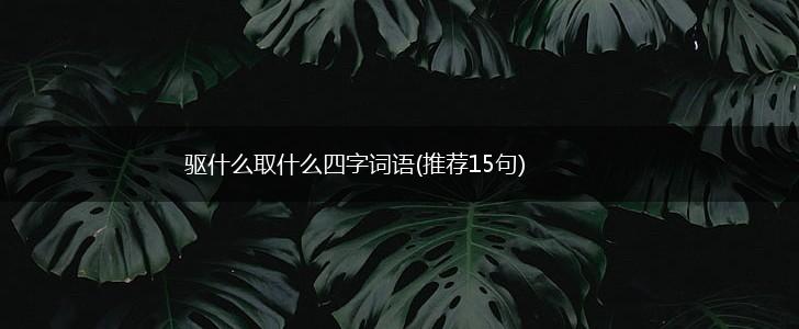 驱什么取什么四字词语(推荐15句),第1张