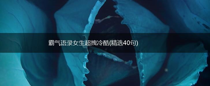 霸气语录女生超拽冷酷(精选40句),第1张