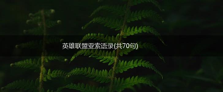 英雄联盟亚索语录(共70句),第1张