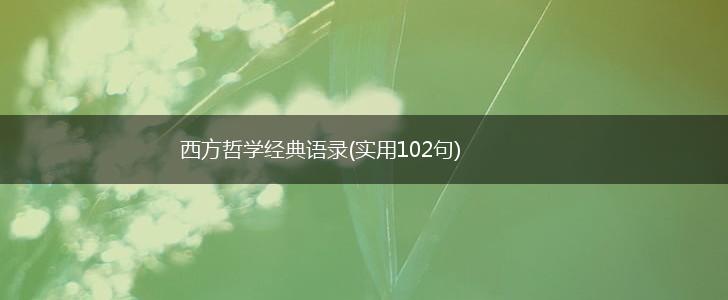 西方哲学经典语录(实用102句),第1张