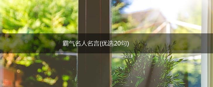 霸气名人名言(优选20句),第1张