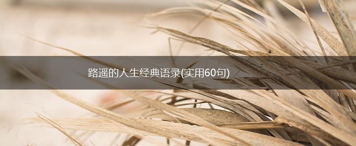 路遥的人生经典语录(实用60句),第1张