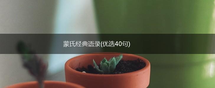 蒙氏经典语录(优选40句),第1张
