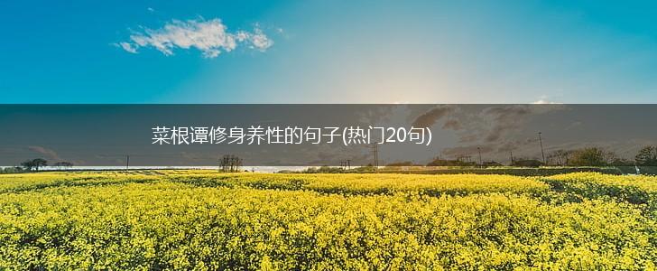 菜根谭修身养性的句子(热门20句),第1张