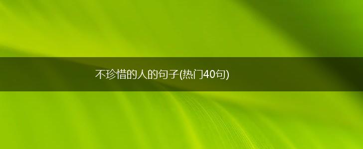 不珍惜的人的句子(热门40句),第1张