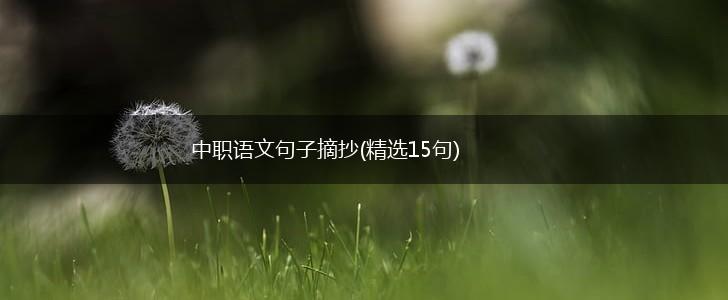 中职语文句子摘抄(精选15句),第1张